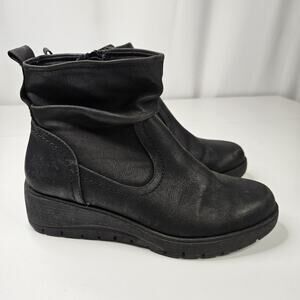 Cliffs by White Mountain Black Slouch Ankle Boots Wedge Booties Size 8